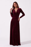 A-Line Floor Length Velvet Special Occasion Dress CS1097