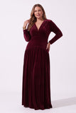 A-Line Floor Length Velvet Special Occasion Dress CS1097