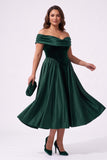 A-Line Tea Length Satin Velvet Special Occasion Dress CS1102