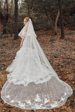 Two-tier Lace Edge Tulle Cathedral Veils Appliques CV0192 - COCOMELODY
