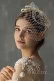 Cute One-tier Cut Edge Tulle Blusher Veils with Bow CV0196 - COCOMELODY