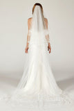 Two-tier Lace Edge Tulle Chapel Veils with Appliques CV0210 - COCOMELODY
