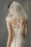 Two-tier Beaded Edge Voile Shoulder Veils Beading CV0220 - COCOMELODY