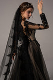 One-tier Lace Edge Tulle Cathedral Veils Appliques CV0225 - COCOMELODY