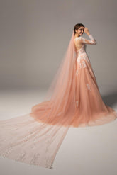 One-tier Cut Edge Tulle Cathedral Veils Appliques CV0233 - COCOMELODY