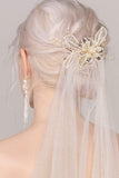 One-tier Cut Edge Tulle Fingertip Veils with Beading CV0255 - COCOMELODY