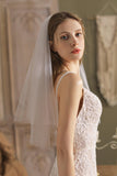 Two-tier Cut Edge Tulle Elbow Veils CV0260 - COCOMELODY