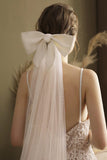 One-tier Cut Edge Voile Chapel Veils with Bow CV0265 - COCOMELODY