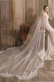 One-tier Lace Edge Tulle Cathedral Veils Appliques CV0269 - COCOMELODY
