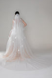 Two-tier Cut Edge Tulle Chapel Veils with Appliques Beading CV0272 - COCOMELODY