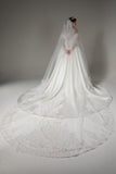 Two-tier Lace Edge Tulle Lace Cathedral Veils with Appliques CV0277 - COCOMELODY