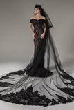 Two-tier Lace Edge Tulle Lace Cathedral Veils with Appliques CV0278 - COCOMELODY