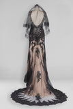 Two-tier Lace Edge Tulle, Lace Hip Veils with Appliques CV0280 - COCOMELODY