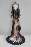 One-tier Ribbon Edge Tulle Hip Veils with Ribbons CV0281 - COCOMELODY