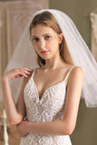 Two-tier Cut Edge Tulle Elbow Veils with Flower CV0292 - COCOMELODY
