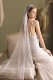 One-tier Cut Edge Tulle Tea Veils with Beading CV0294 - COCOMELODY