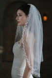 One-tier Leaves Edge Tulle Waist Veils with CV0300 - COCOMELODY