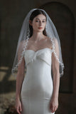 One-tier Leaves Edge Tulle Waist Veils with CV0300 - COCOMELODY