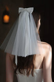 One-tier Cut Edge Tulle Shoulder Veils with Bow CV0301 - COCOMELODY