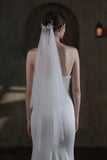 Two-tier Cut Edge Tulle Hip Veils with Appliques Beading CV0305 - COCOMELODY