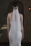 Two-tier Cut Edge Tulle Hip Veils with Appliques Beading CV0305 - COCOMELODY