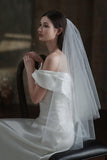 Two-tier Cut Edge Tulle Waist Veils with Sequin CV0312 - COCOMELODY