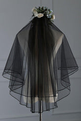 Two-tier Ribbon Edge Tulle Hip Veils with CV0344 - COCOMELODY