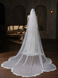 Two-tier Lace Edge Tulle Lace Chapel Veils with CV0374 - COCOMELODY