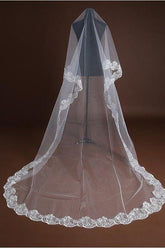 One-tier Lace Edge Lace Tulle Waist Veils with CV0378 - COCOMELODY