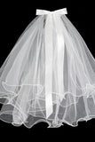 Two-tier Pencil Edge Tulle Shoulder Veils with Bow CV0380 - COCOMELODY