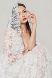 One-tier Tulle Chapel Veils with Appliques CV0403