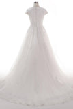 A-Line Court Train Tulle Lace Wedding Dress CW2453 - COCOMELODY