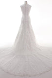 Trumpet-Mermaid Chapel Train Tulle Lace Wedding Dress CW2454 - COCOMELODY