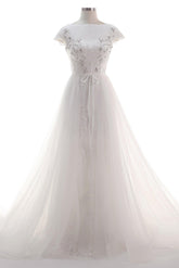 A-Line Court Train Tulle Wedding Dress CW2456 - COCOMELODY