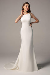 Trumpet-Mermaid Court Train Stretch Satin Wedding Dress CW2363 - COCOMELODY