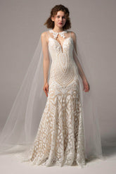 Trumpet-Mermaid Chapel Train Lace Wedding Dress CW2380 - COCOMELODY