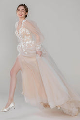 A-Line Court Train Tulle Wedding Dress CW2533 - COCOMELODY