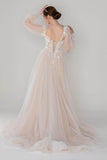 A-Line Court Train Tulle Wedding Dress CW2533 - COCOMELODY