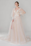 A-Line Court Train Tulle Wedding Dress CW2533 - COCOMELODY