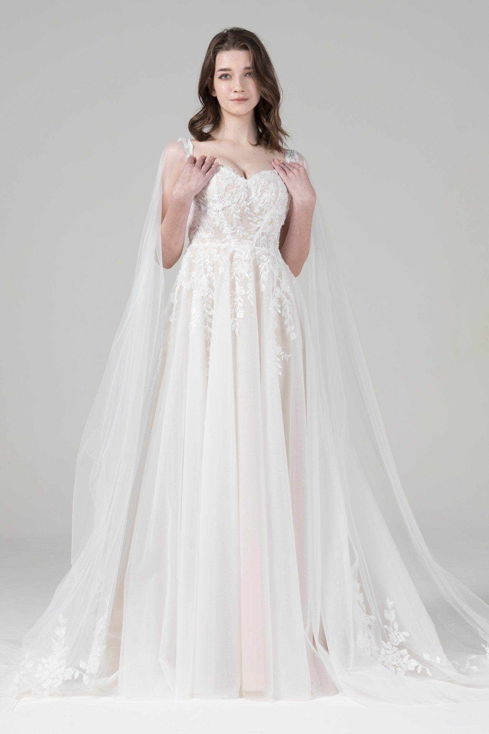A-Line Court Train Tulle Lace Wedding Dress CW2584 - COCOMELODY