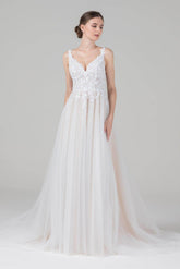 A-Line Court Train Tulle Lace Wedding Dress CW2585CR - COCOMELODY
