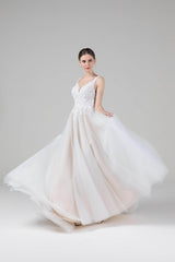 A-Line Court Train Tulle Lace Wedding Dress CW2585CR - COCOMELODY