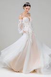 A-Line Court Train Tulle Wedding Dress CW2586 - COCOMELODY