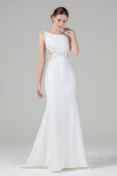 Trumpet Court Train Elastic Cloth Wedding Dress CW2591 - COCOMELODY