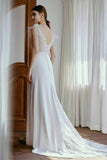 Sheath Sweep-Brush Train Lace Tulle Wedding Dress CW2672CR - COCOMELODY