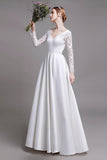 A-Line Floor Length Satin Wedding Dress CW2763 - COCOMELODY