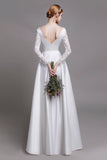A-Line Floor Length Satin Wedding Dress CW2763 - COCOMELODY
