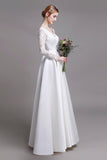 A-Line Floor Length Satin Wedding Dress CW2763 - COCOMELODY