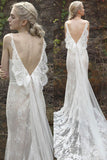 Sheath-Column Court Train Lace Wedding Dress CW3011 - COCOMELODY