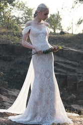 Trumpet-Mermaid Sweep-Brush Train Lace Wedding Dress CW3013 - COCOMELODY